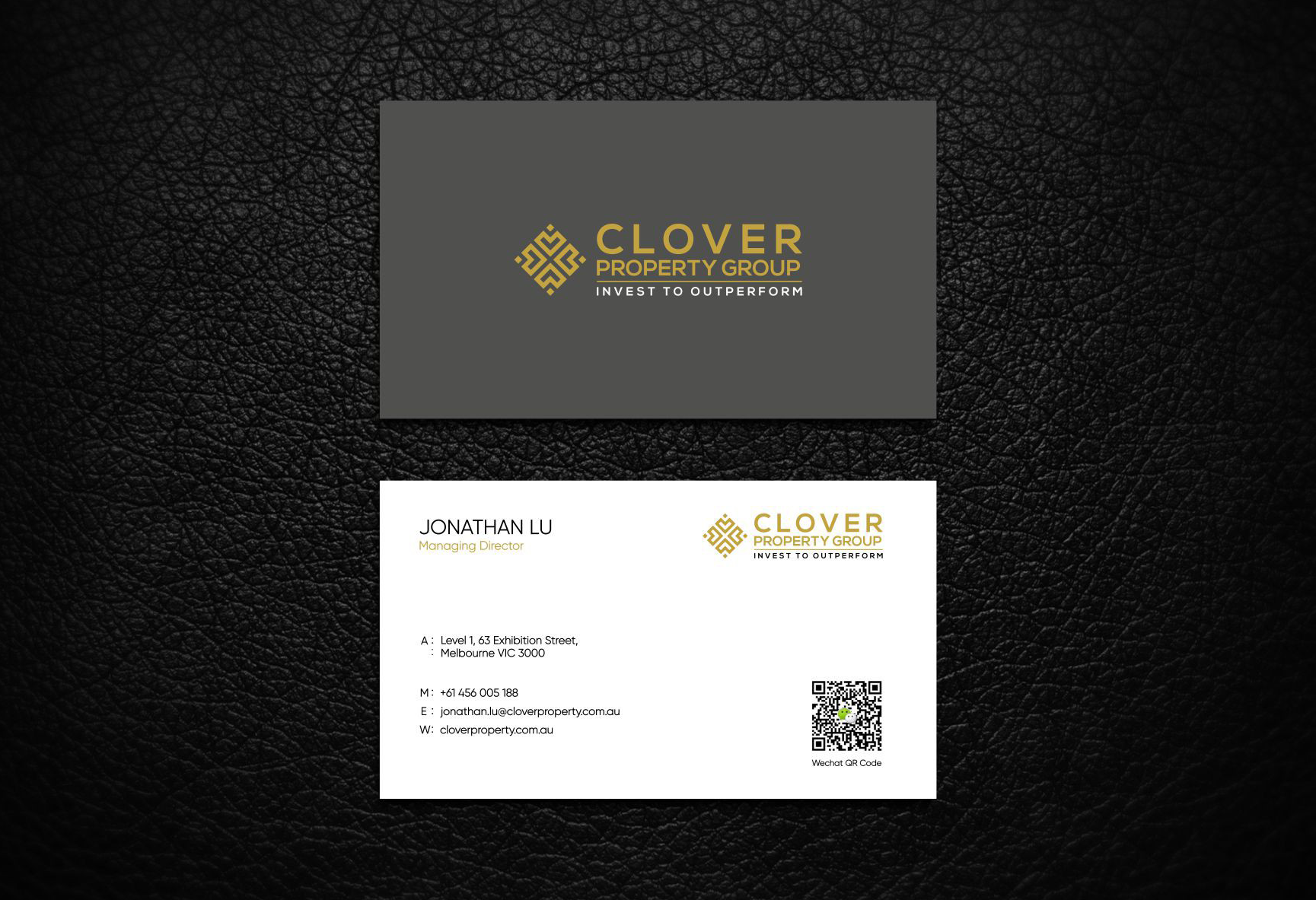 Minimalist business card design for real estate property group