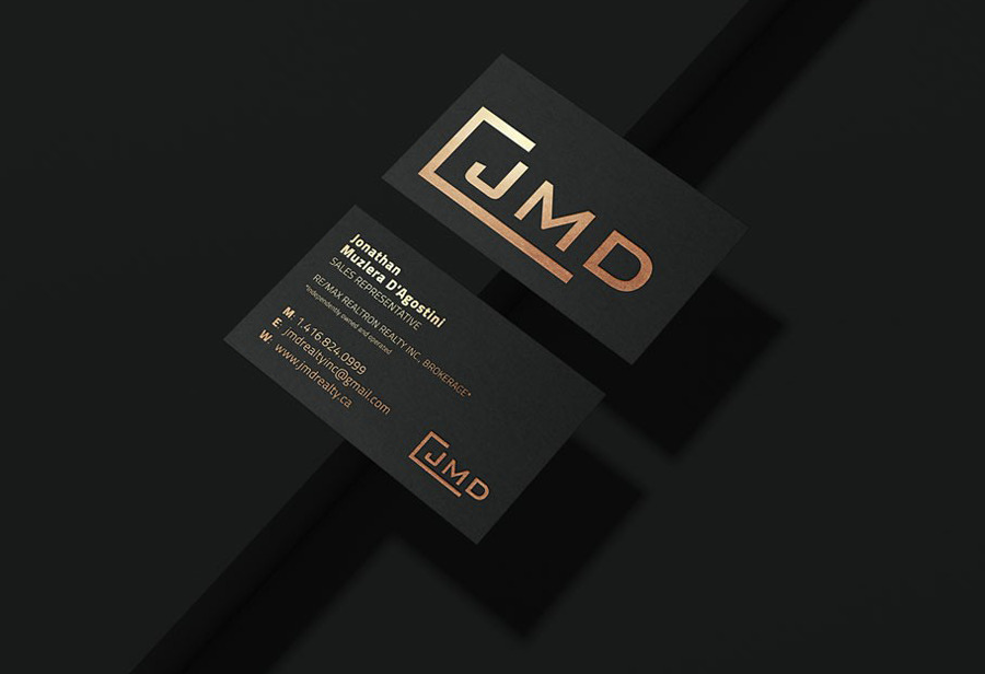 Traditional business card design with foil accent for realtor