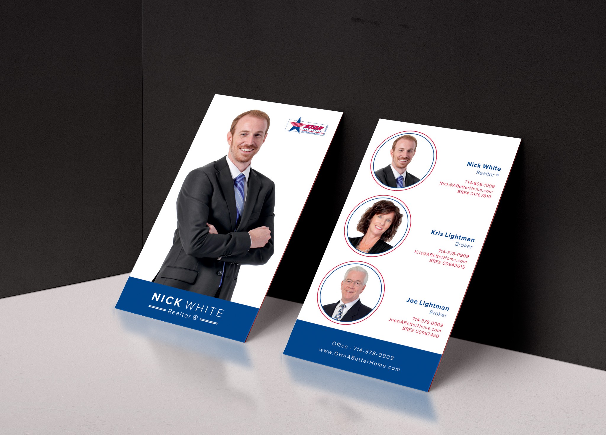 Real estate business card with photograph headshot