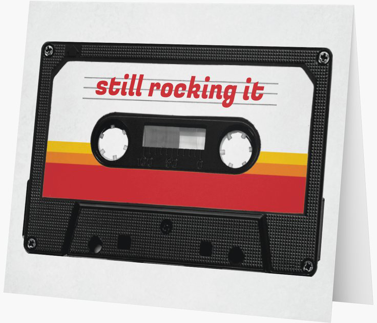 retro birthday card design with a cassette