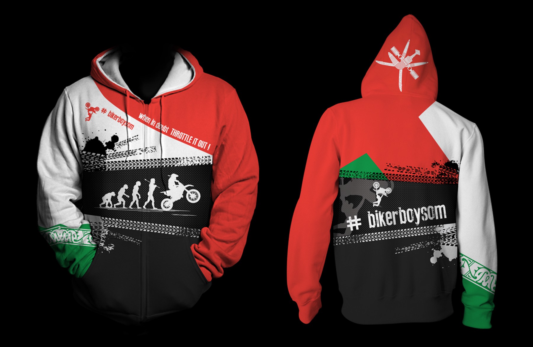 Hoodie design featuring dirt bikers
