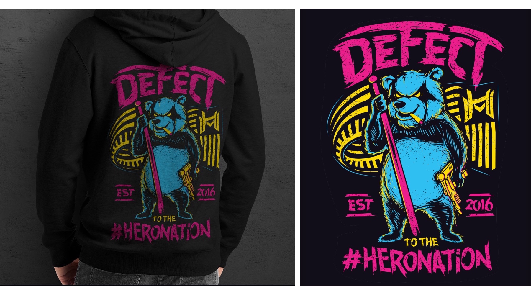 Hoodie design with a panda on the back