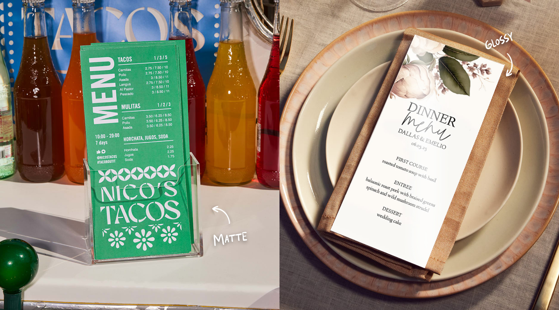 Matte vs glossy menus