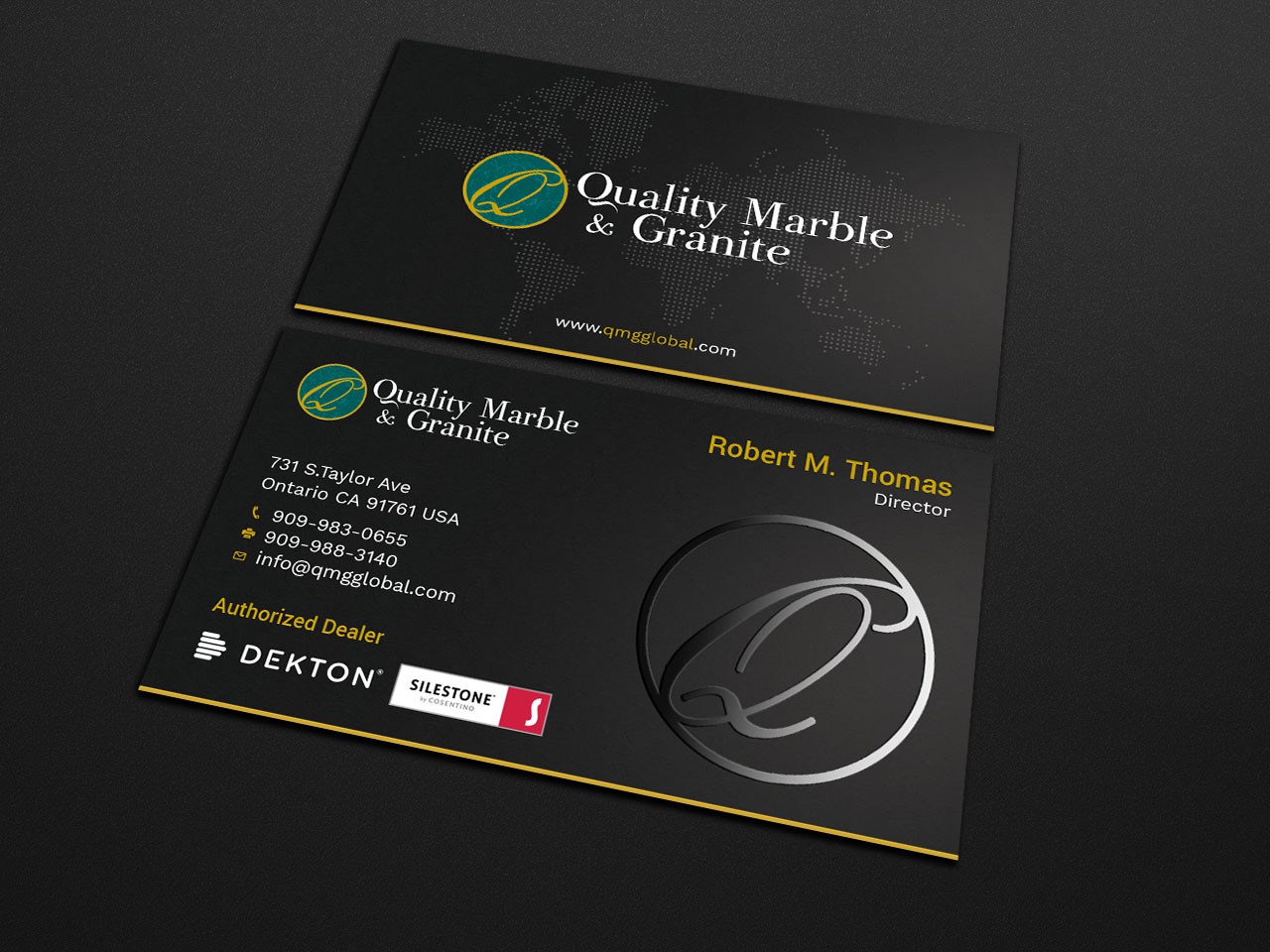 Badges at the bottom of a business card layout