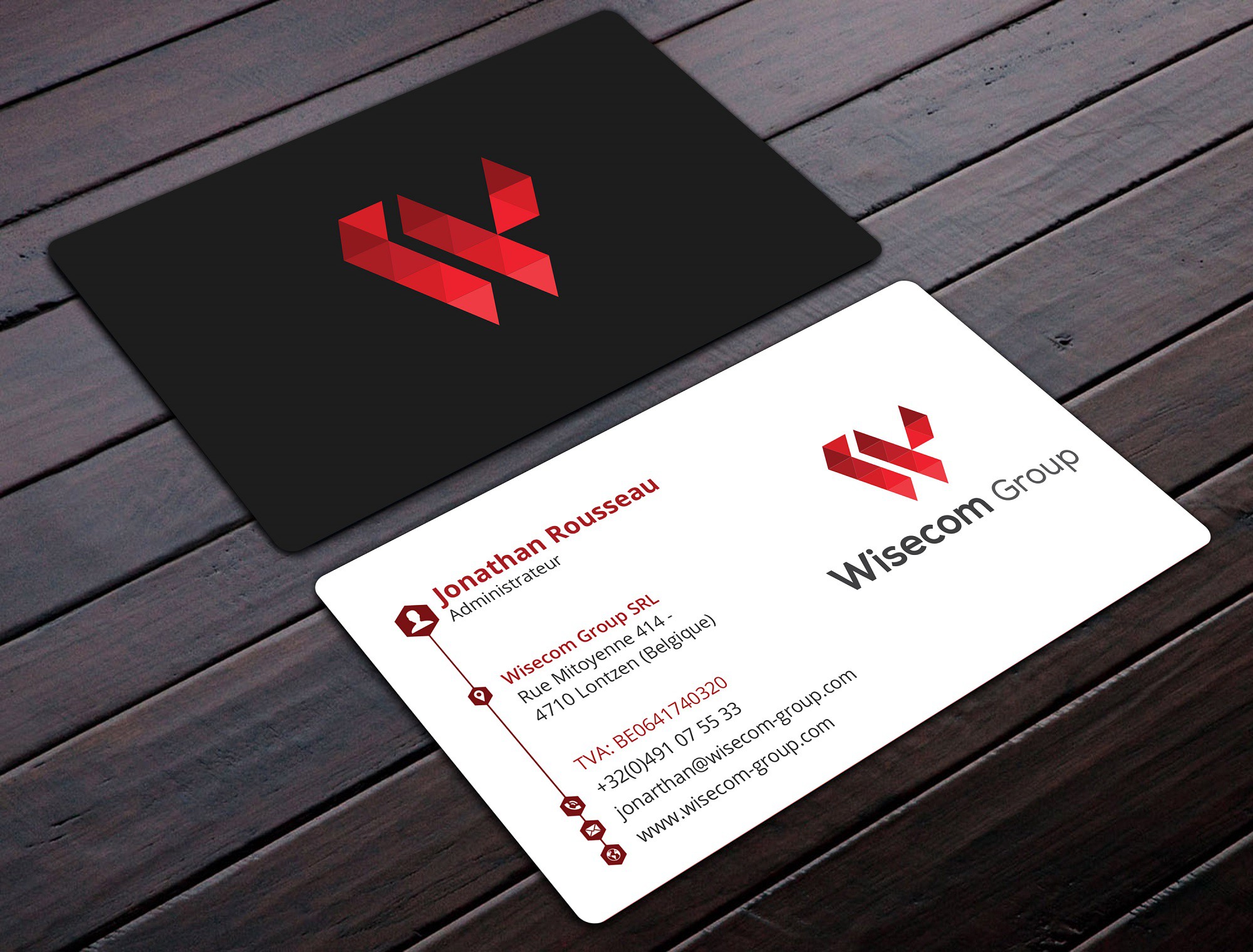 Business card layout with logical presentation of contact information