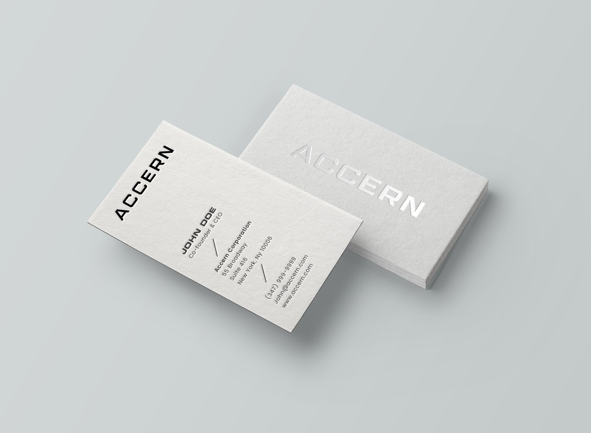 Logo centered at the top in a business card design