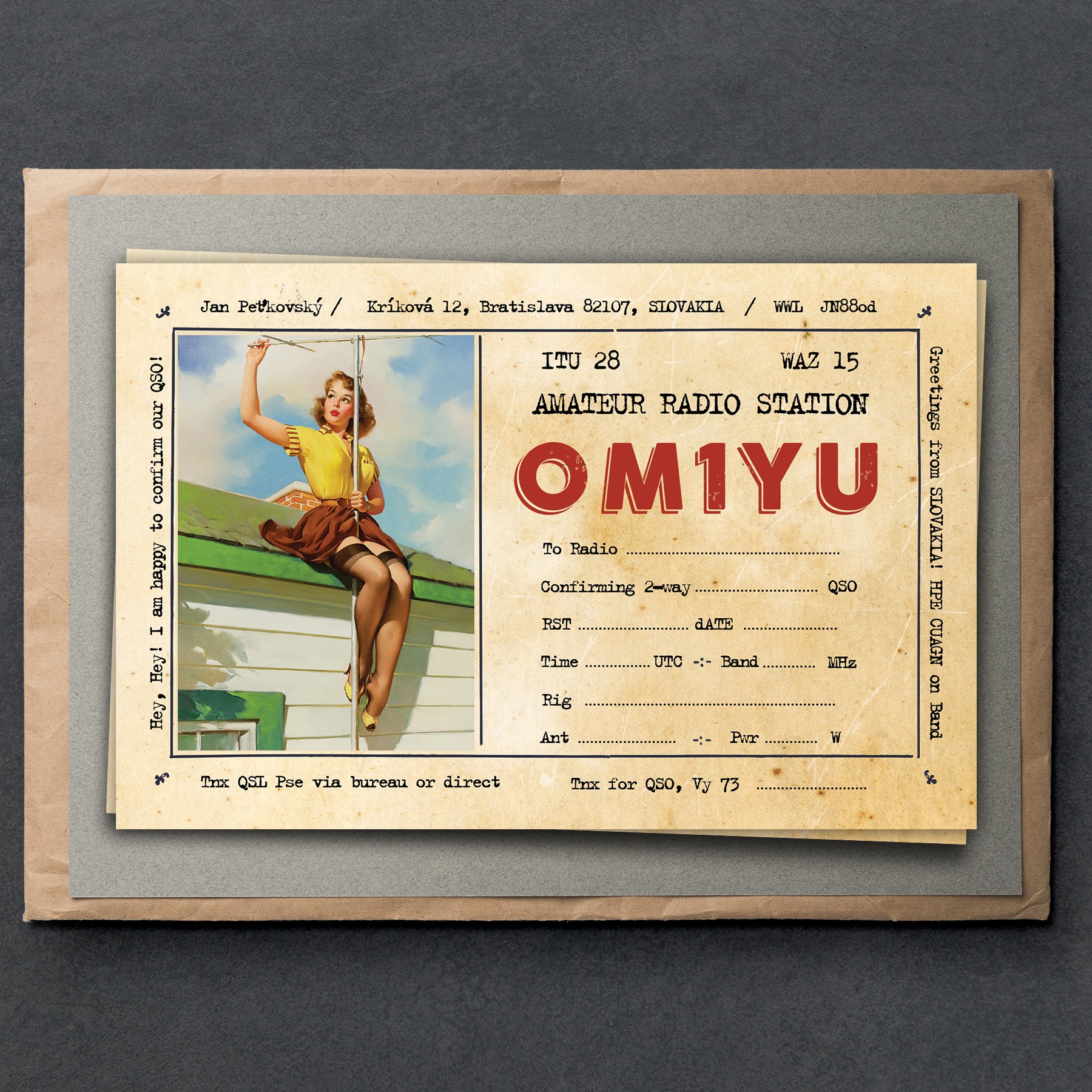 Vintage postcard design for a radio station