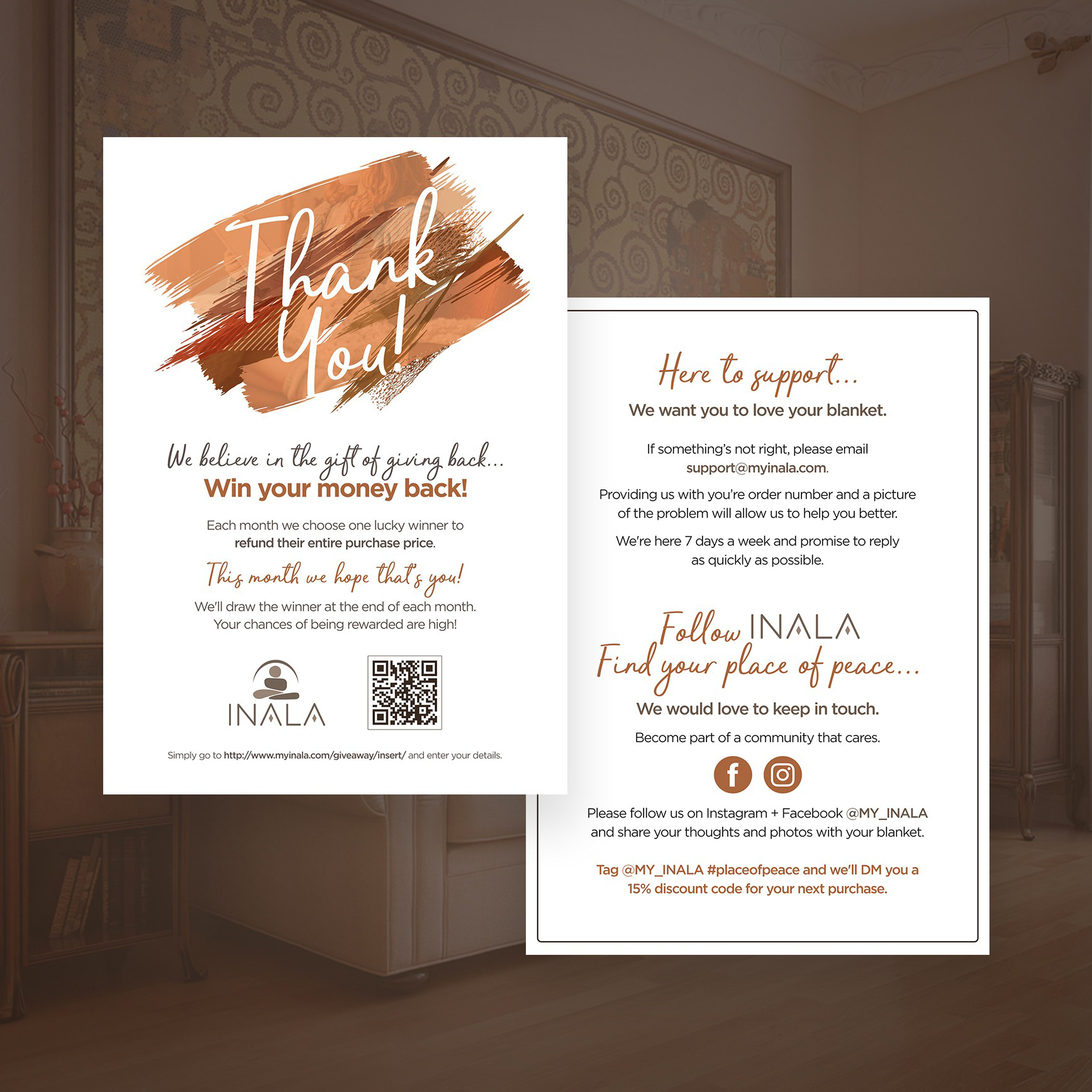 Thank-you card insert with an elegant script font