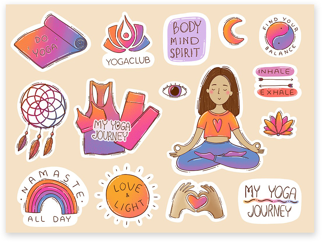 yoga-themed sticker set