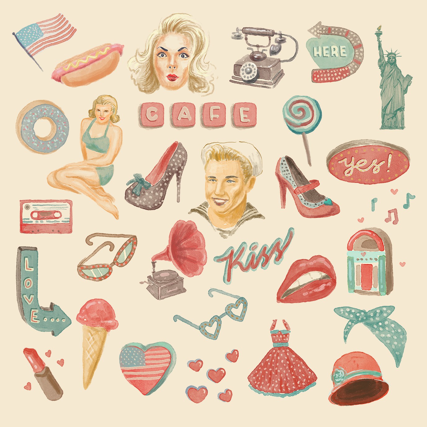 Retro digital sticker design