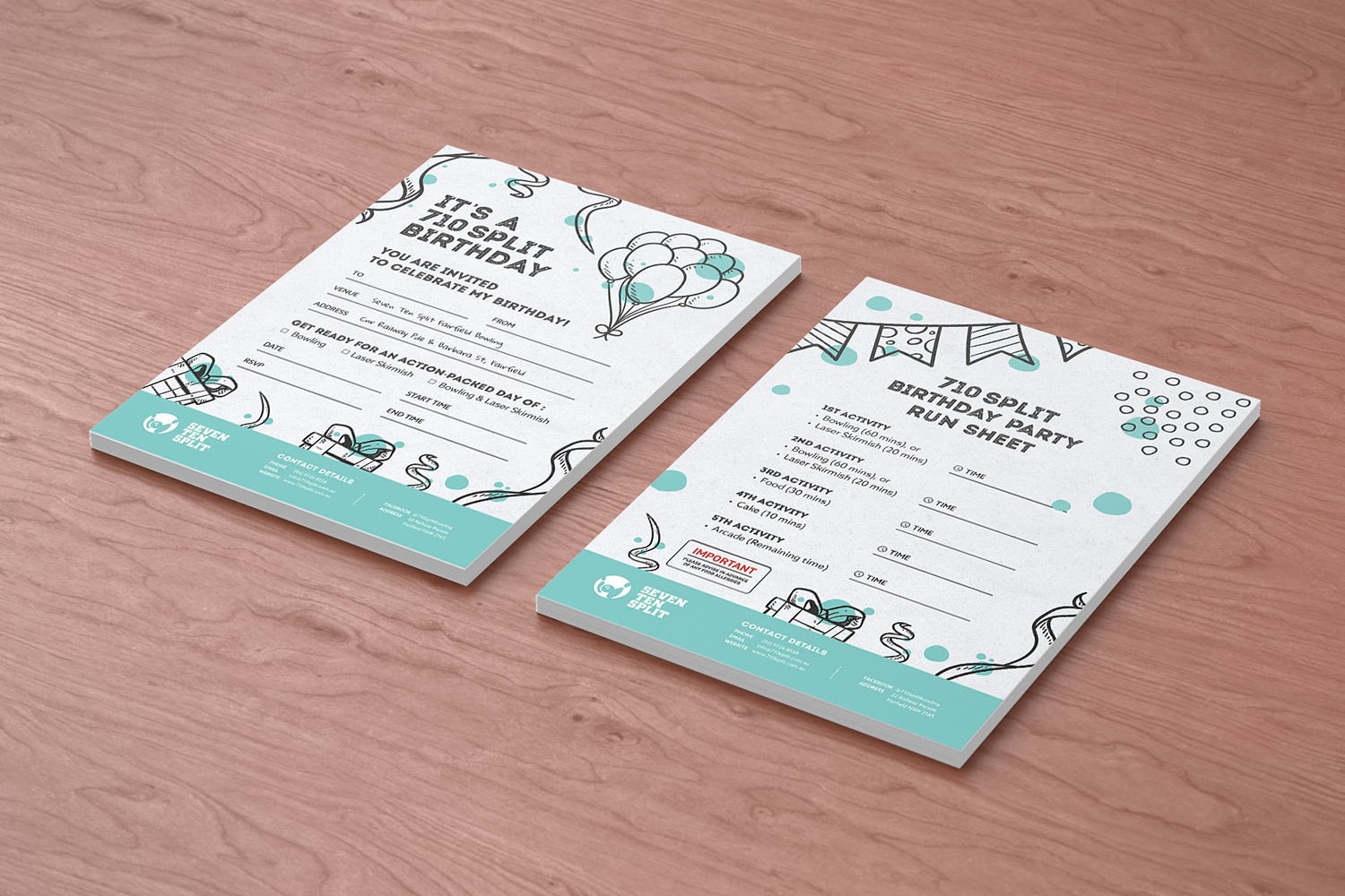 Birthday party invitation and activity schedule