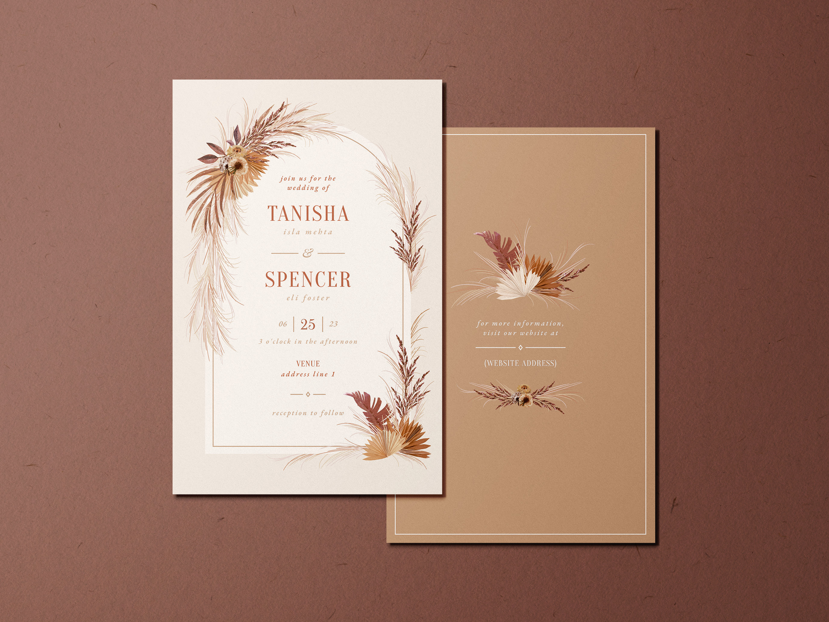 Boho DIY wedding invitation design