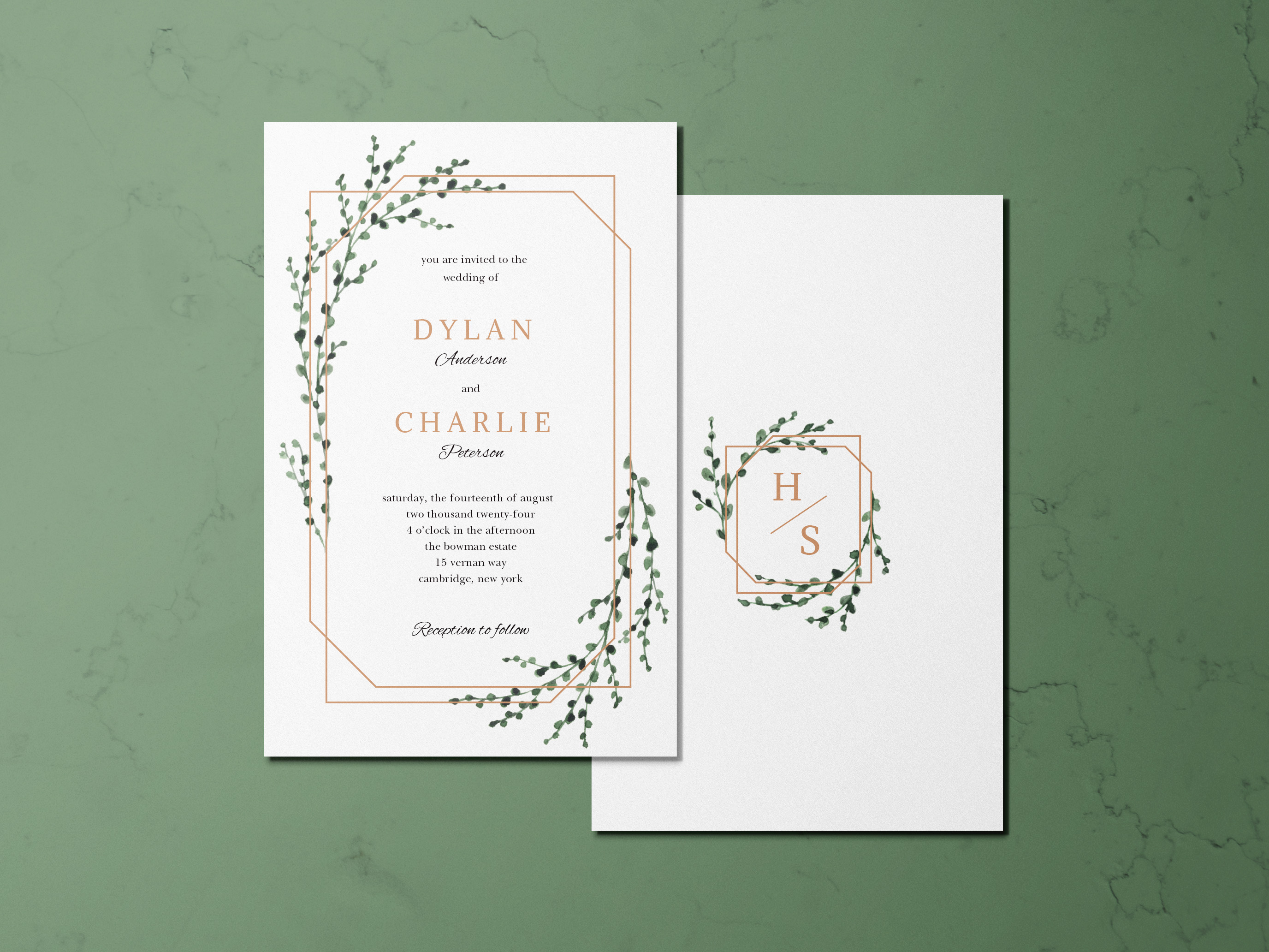 Greenery wedding invitation design