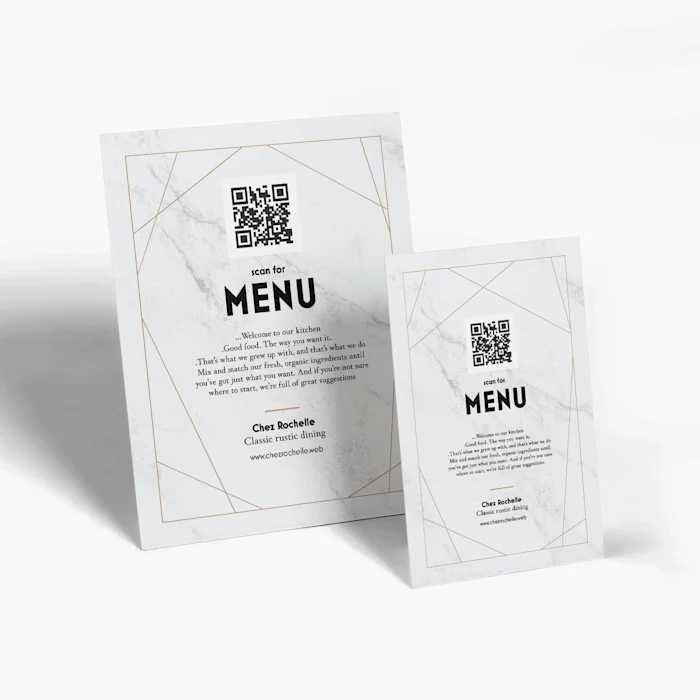 Tabletop tile with a QR code to access menu