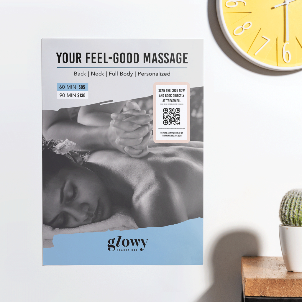 A poster with a well-placed and well-designed QR code