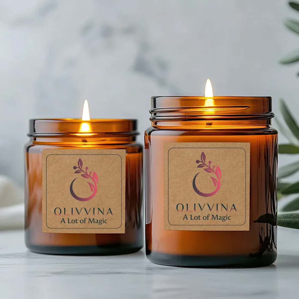 Eco-friendly kraft stickers on candle jars