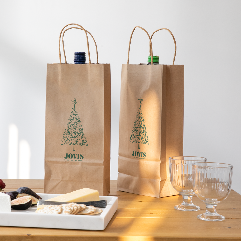 Holiday packaging paper wine bags