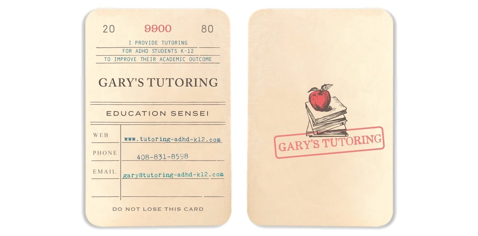 Business card with index card look