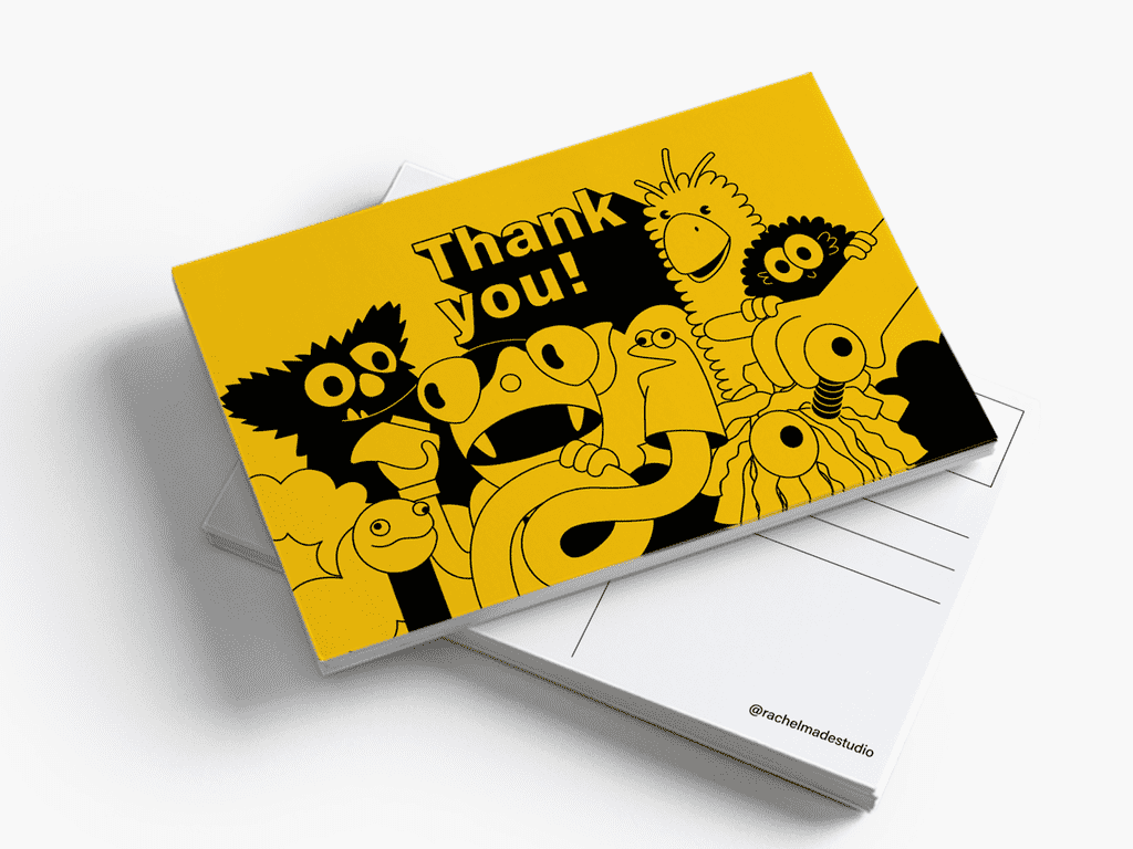 A branded thank-you postcard