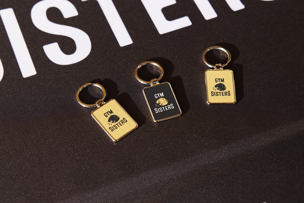 Keychains with gym branding as trade show giveaways