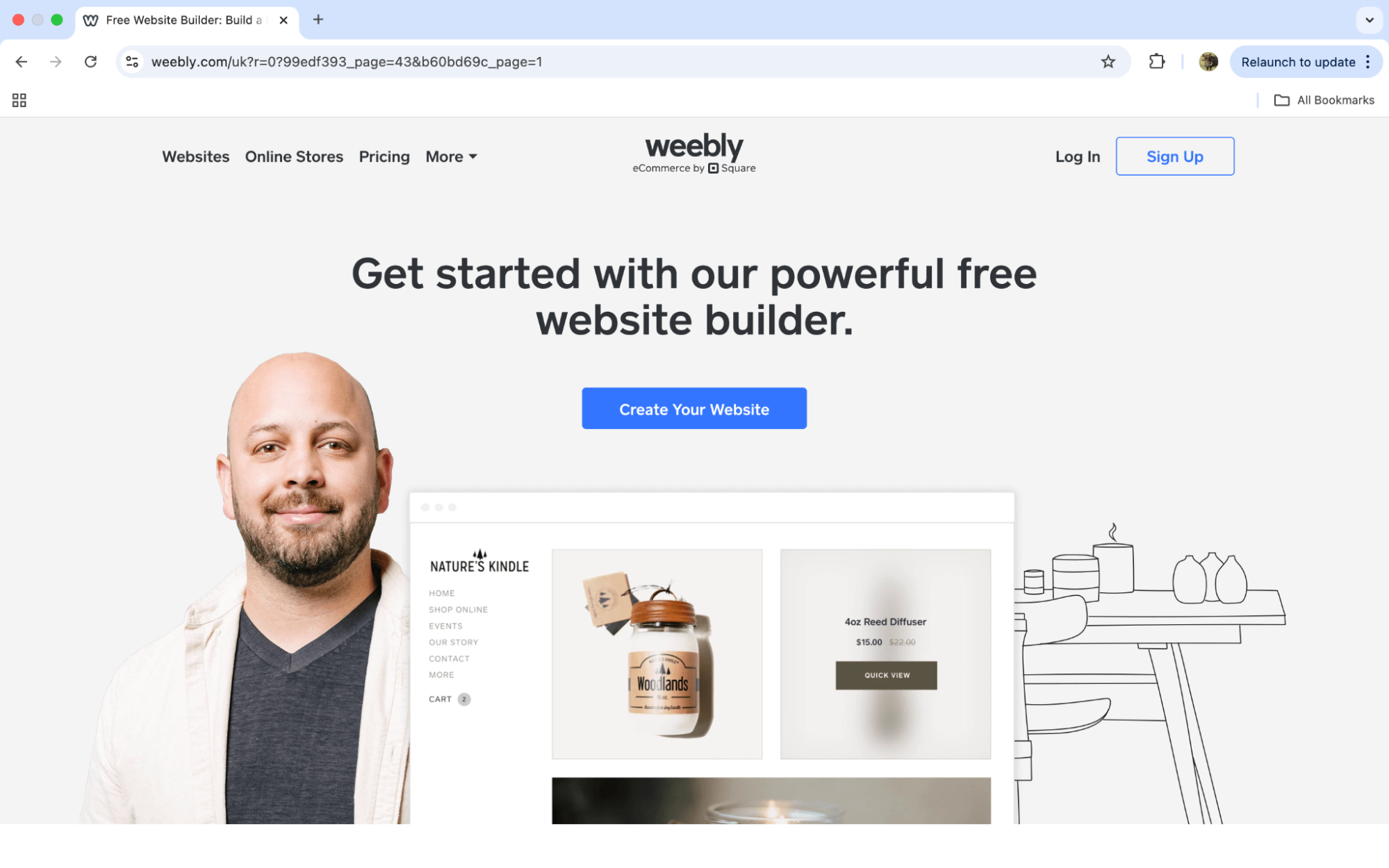 Weebly website landing page