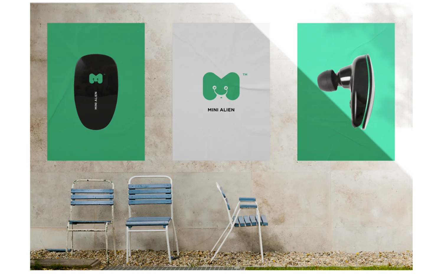 Branding design examples using color branding across posters and packaging