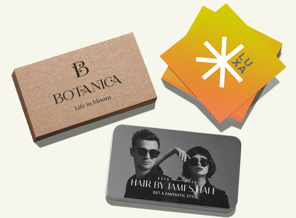 Business card featuring a black-and-white photo portrait, illustrating how photography can add personality and build instant connection with customers.