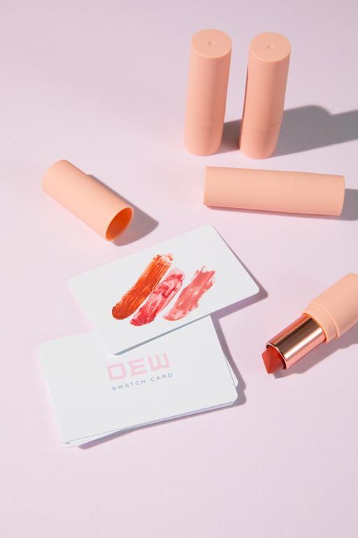 Lipstick swatch card design, showing how double-duty cards add functionality and encourage repeat business.