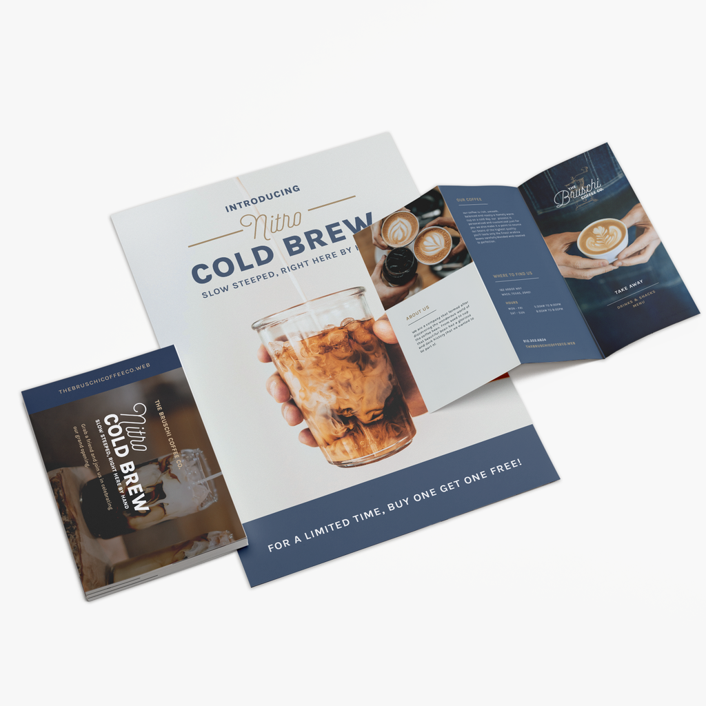 Cold brew marketing materials with effective text alignment