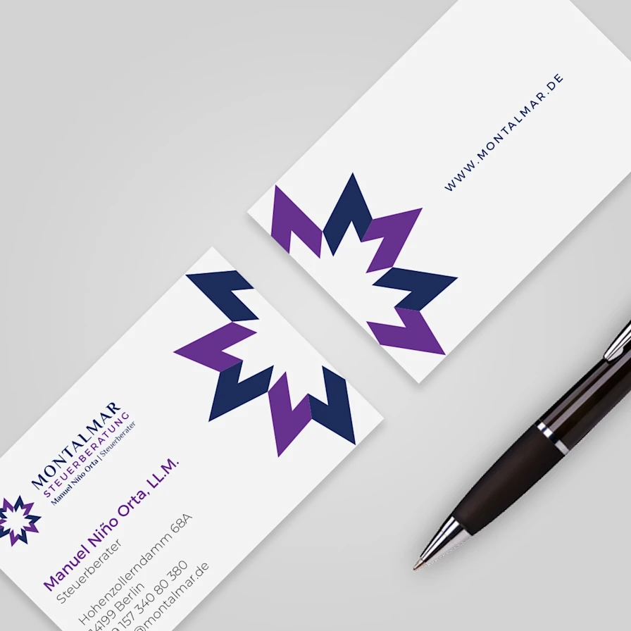 Business card design for an accountant with an asymmetrical layout
