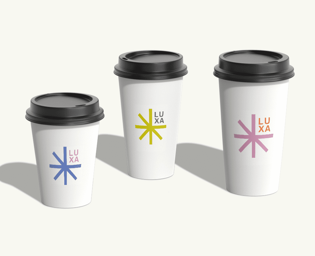 simple, easily scalable logo design on coffee cups