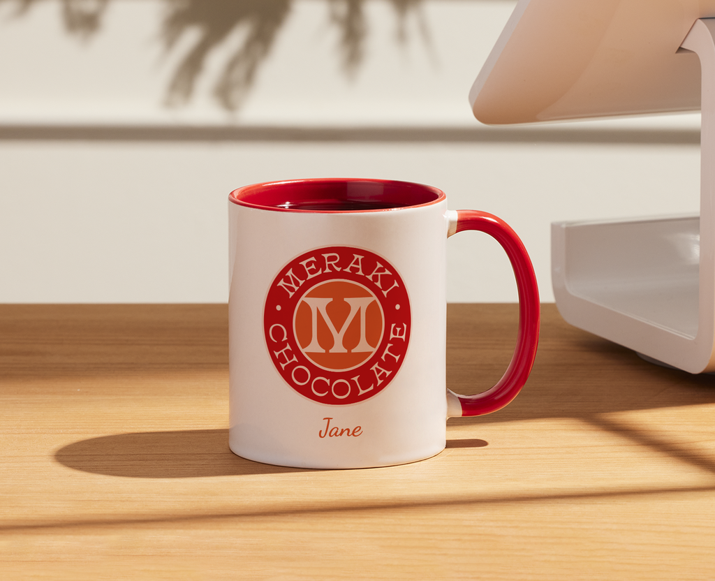 chocolate company simple branded logo on mug