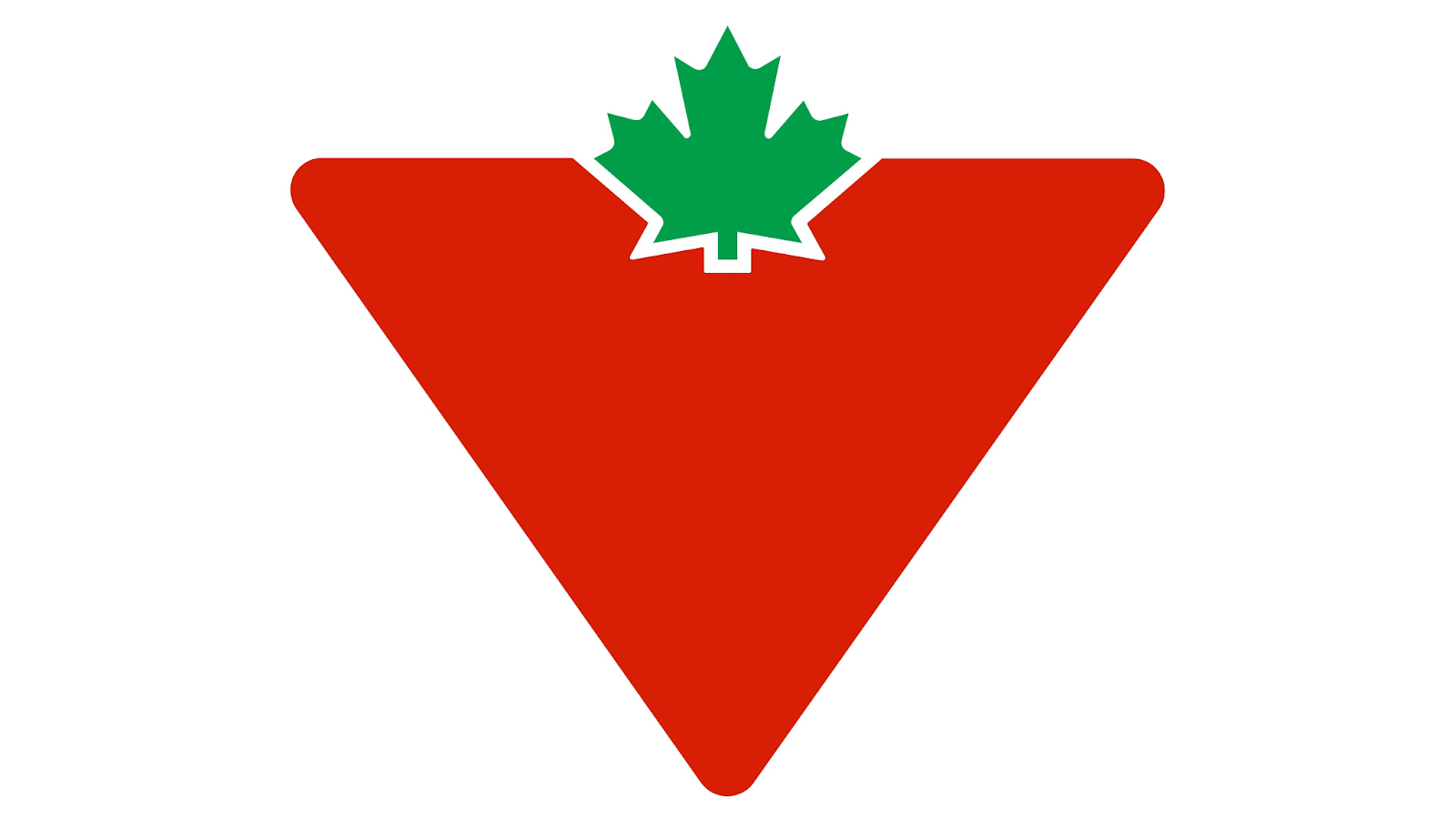 The reverse triangle and maple leaf silhouette of the Canadian Tire logo