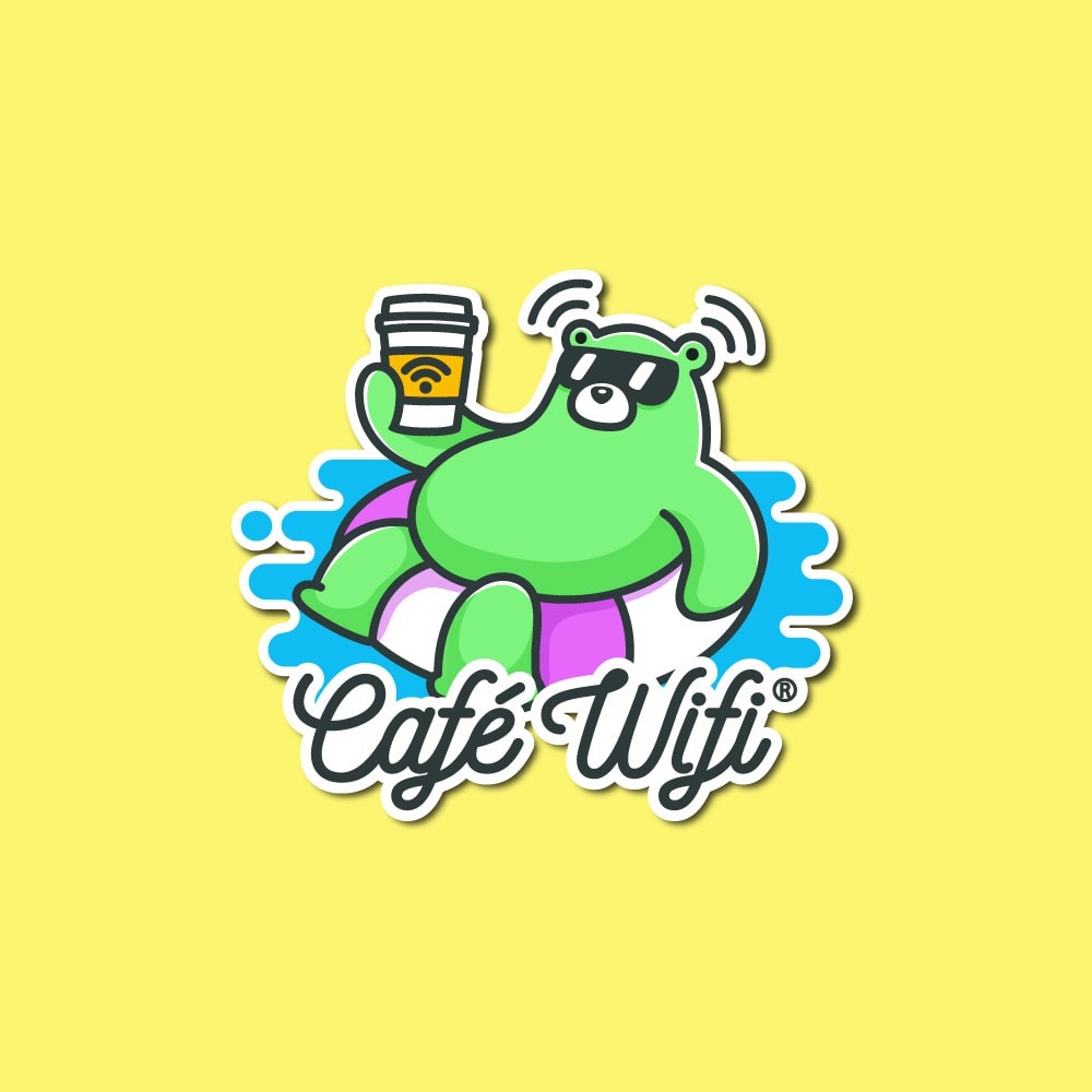 sticker of a bear in an inner tube