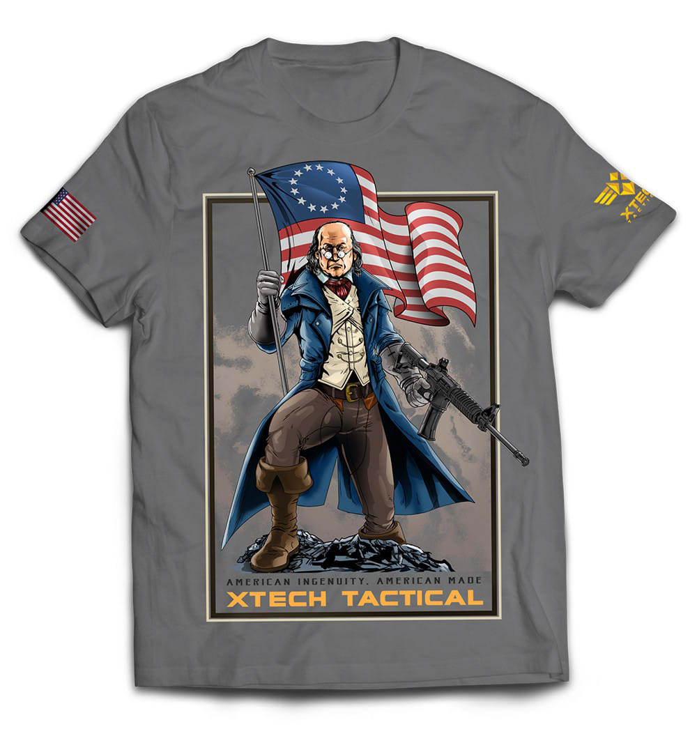 T-shirt with a full front and short sleeve T-shirt design placement