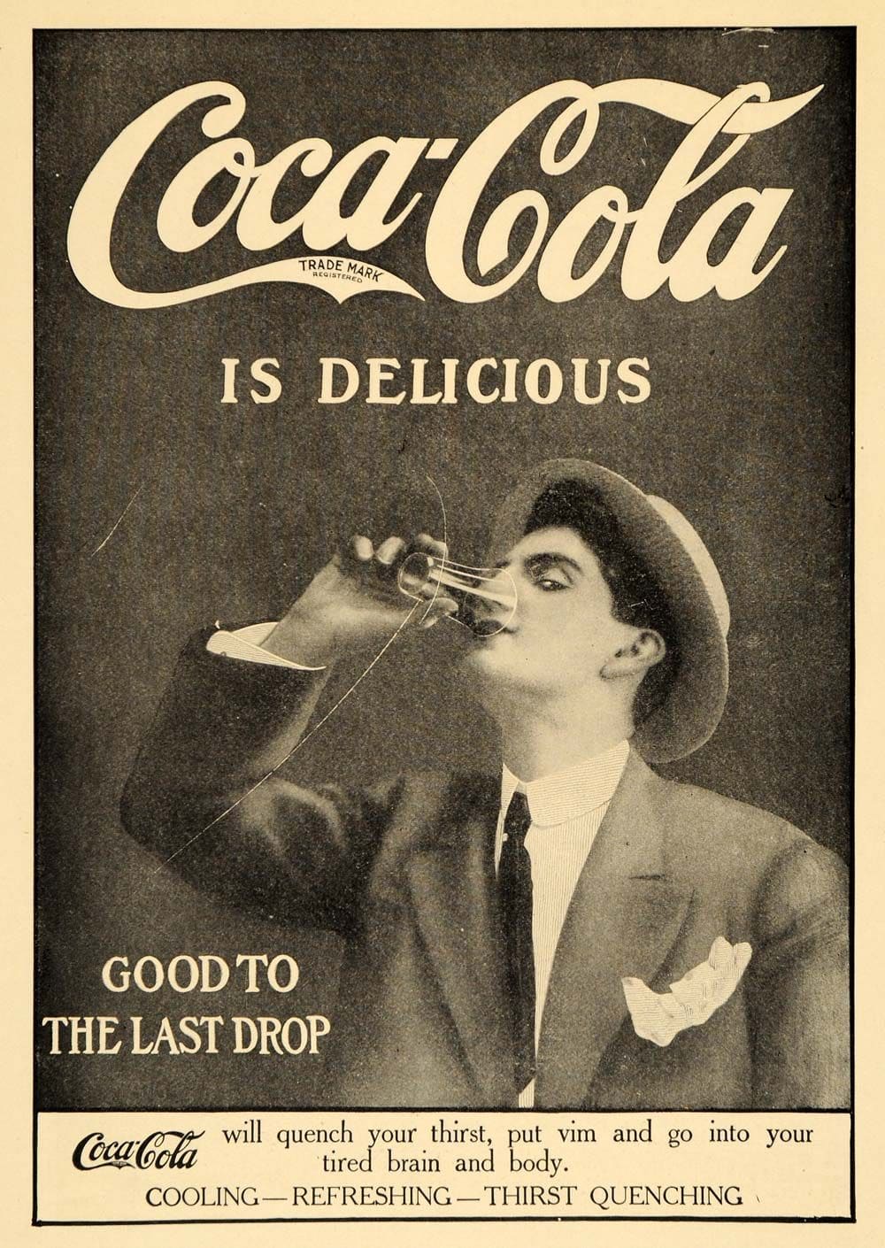Black and white Coca-Cola ad