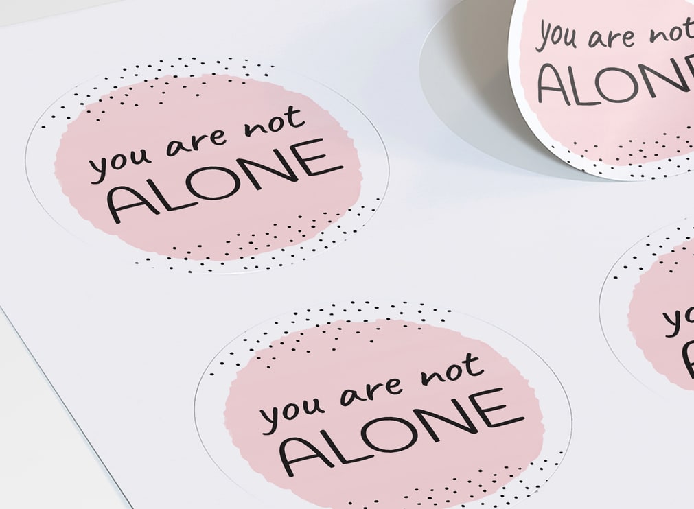 Motivational sticker idea "you are not alone"
