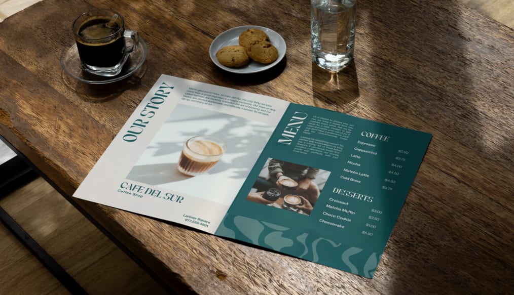 Multi-page menu that includes a bit more details about the business