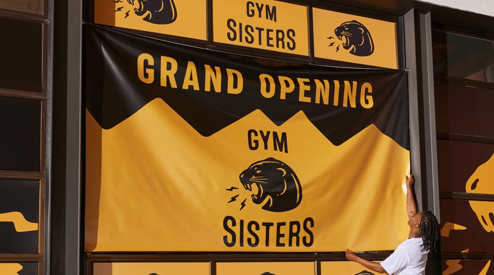Large vinyl banner for business grand opening.