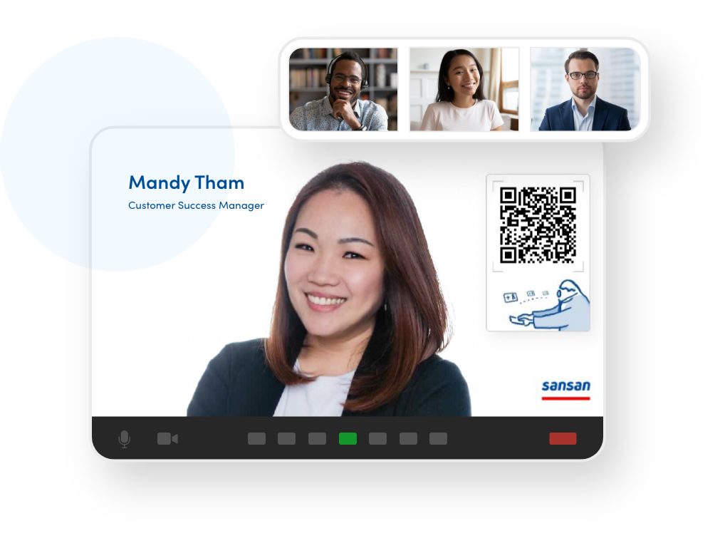 A virtual business card incorporated into a Zoom background