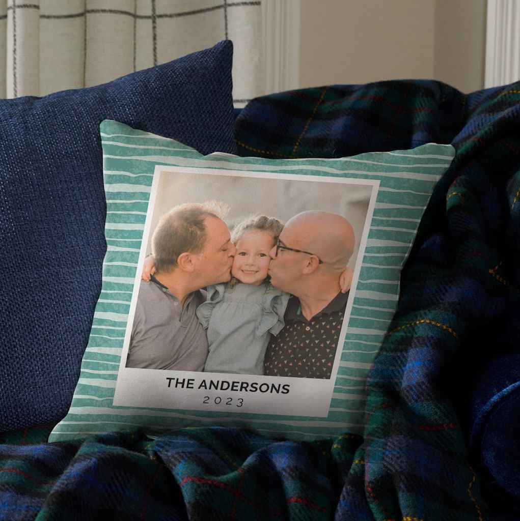 A custom pillow with a photo