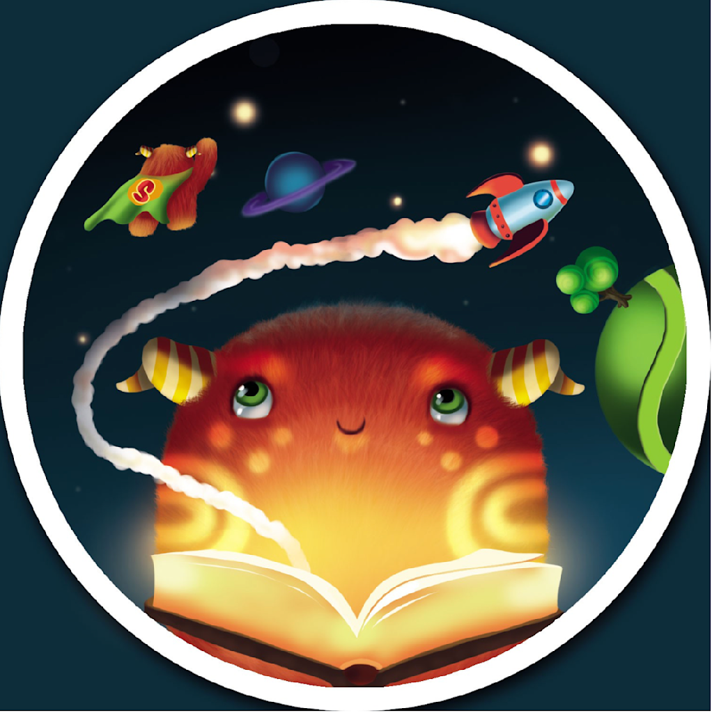 Beautifully artistic innovational sticker of made-up creatures and rockets