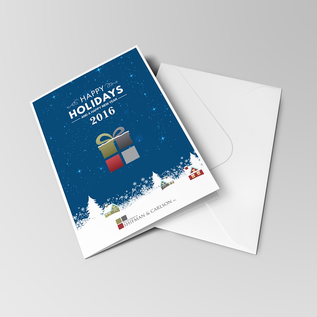 Custom holiday cards: repurposing your logo into a holiday icon, like a present