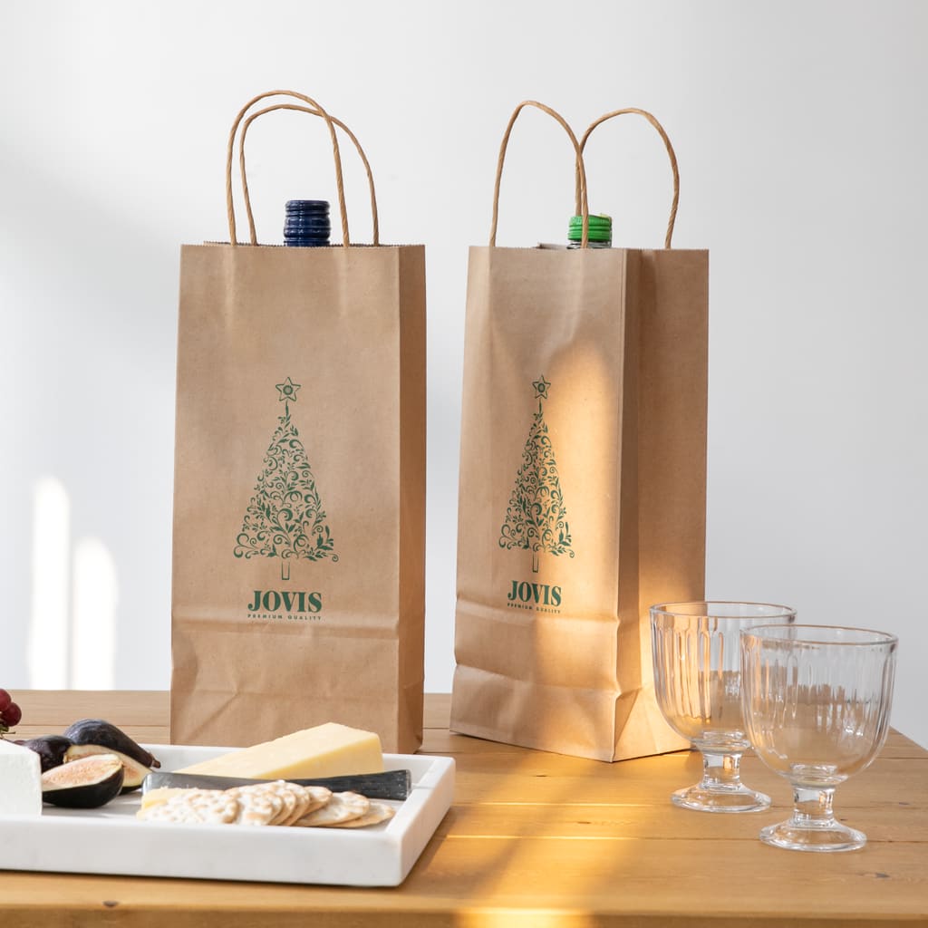 Holiday packaging paper wine bags