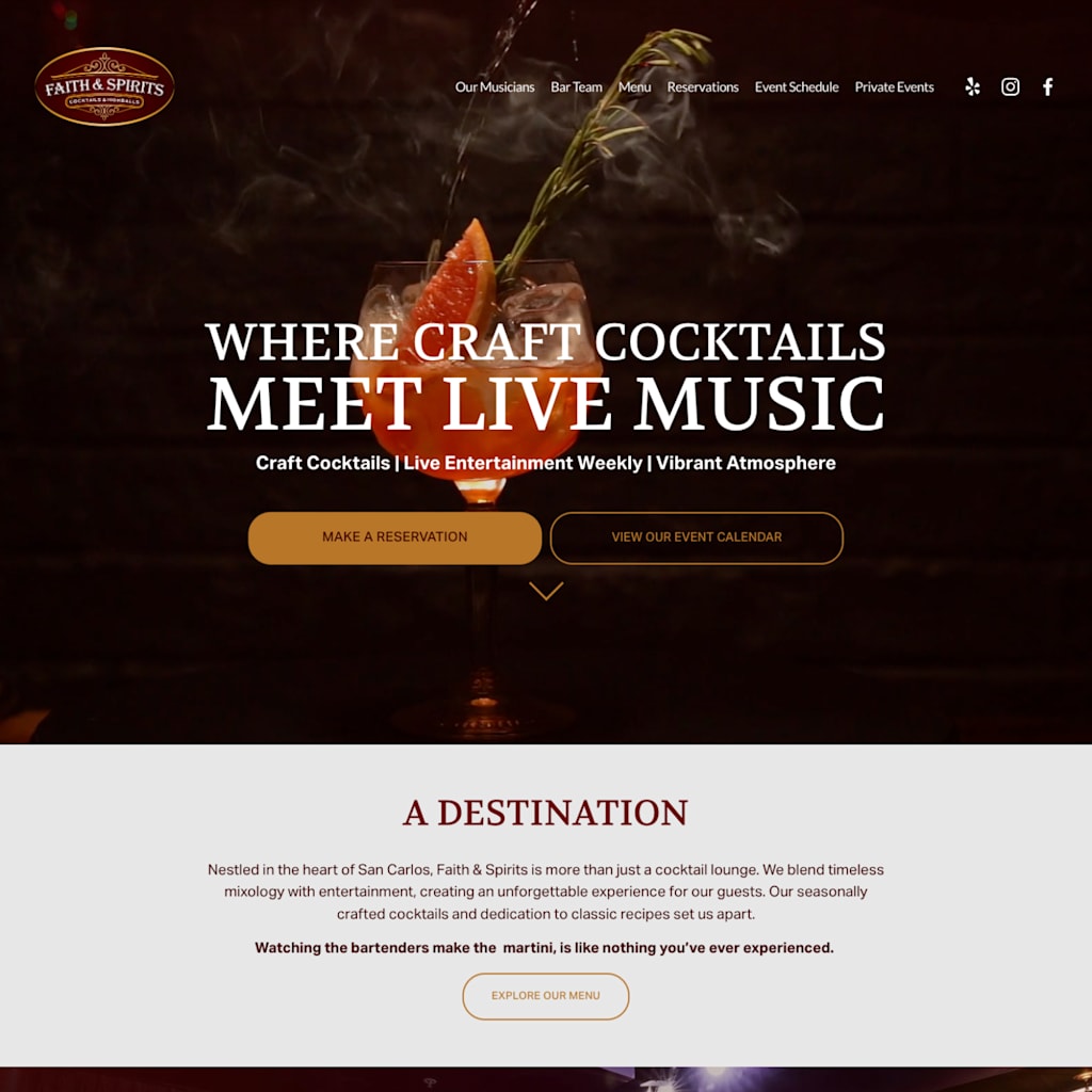 Website design for a local bar