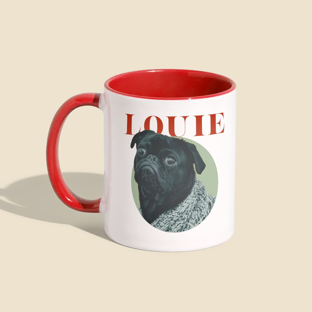 mug featuring a dog’s face