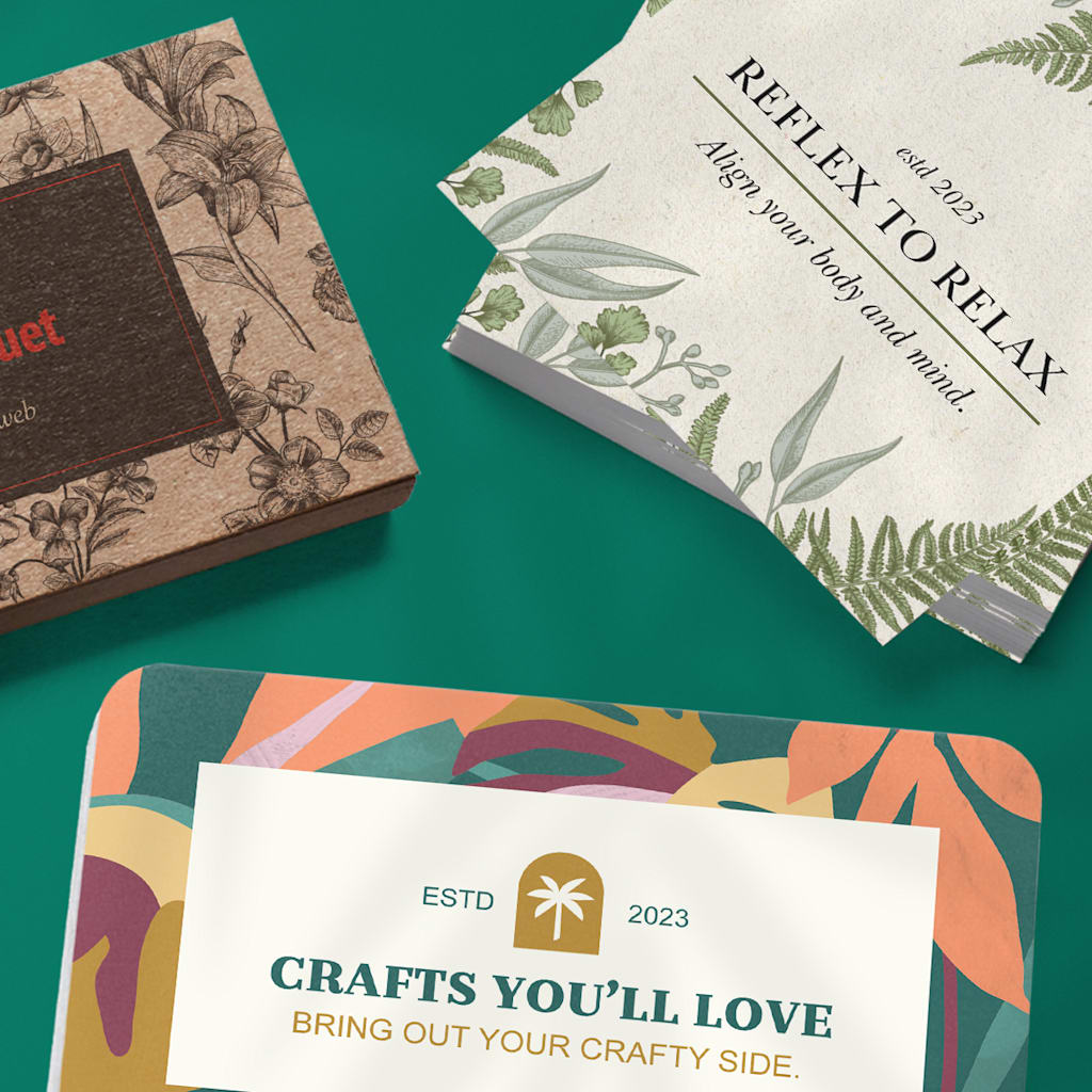 Variety of different business cards in different shapes