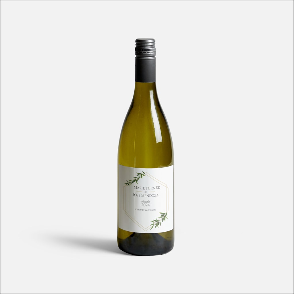 wedding-themed wine bottle label