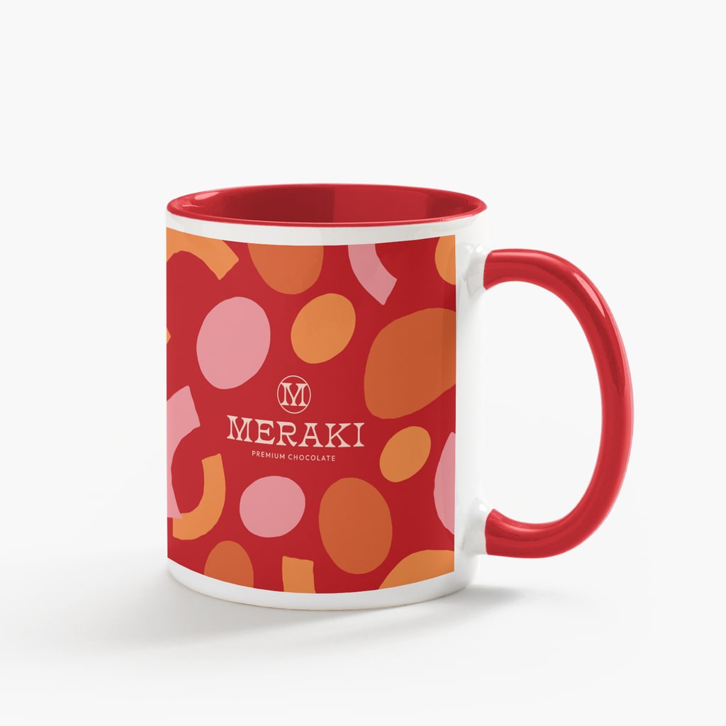 branded mug design idea with a brand logo and graphic background