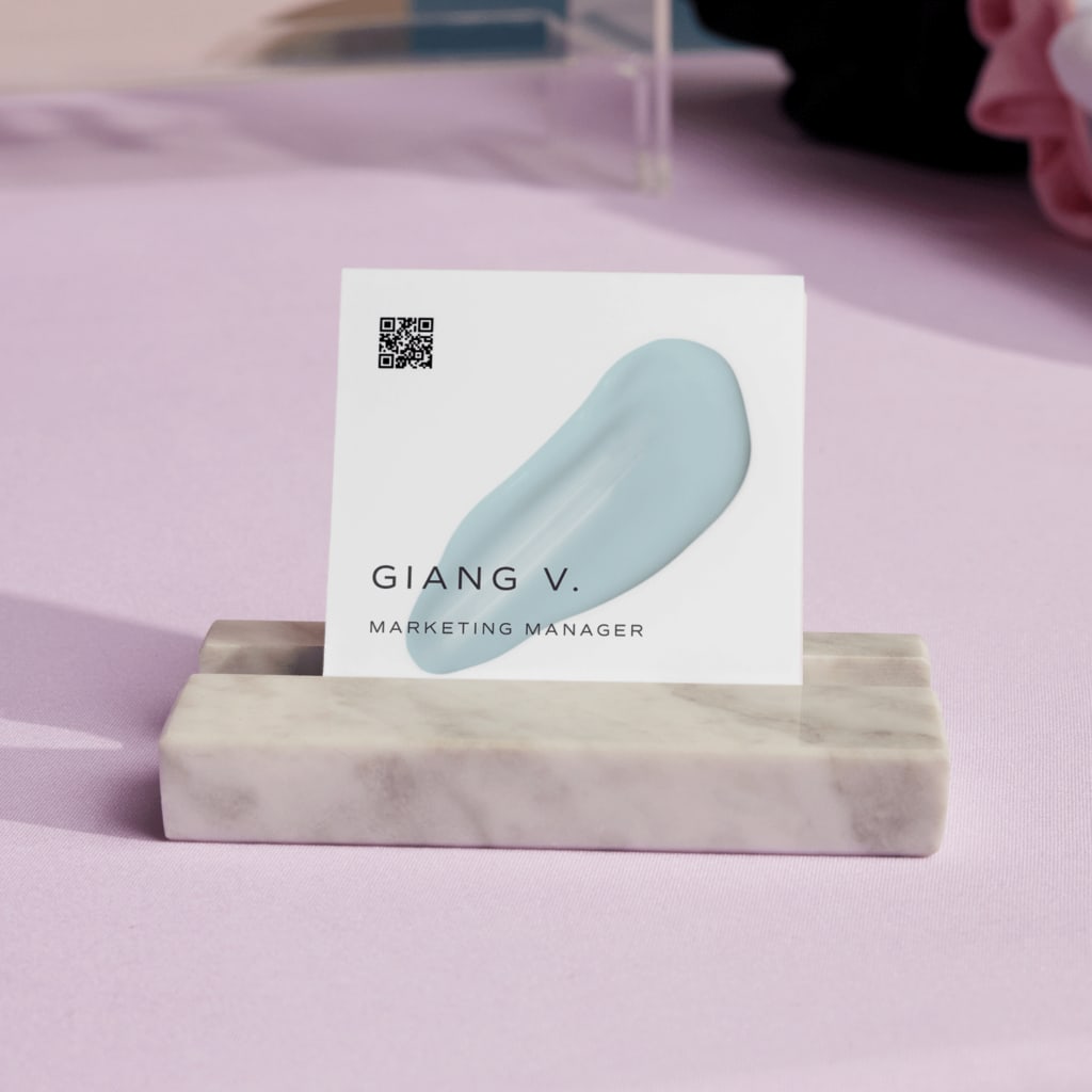 business card with a QR code to save space